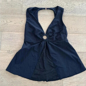 MiracleSuit Amoressa Mombasa Jomo Plunging Neckline Tankini Top Black Size 8